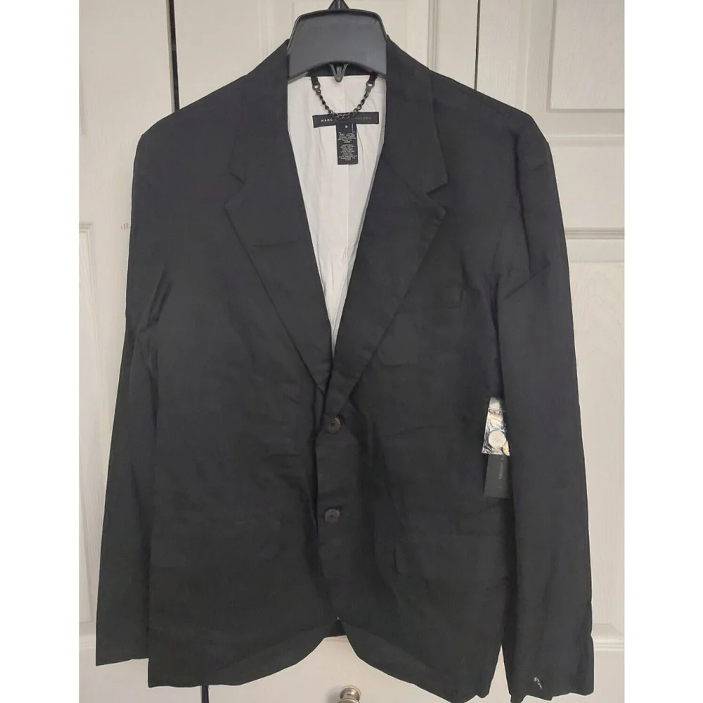 Marc by Marc Jacobs Mens Black Lined Cotton Blazer Suit Jacket Sz Small NWT $398